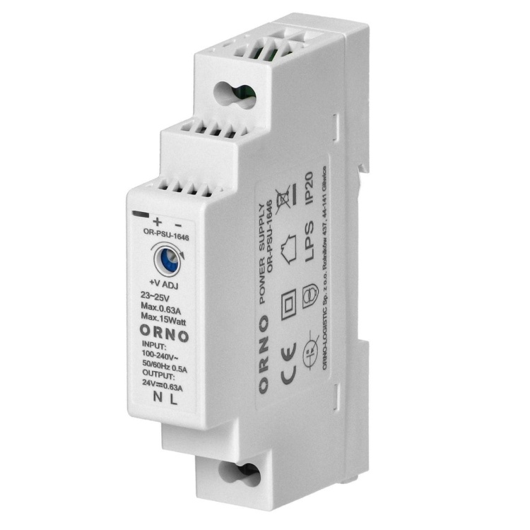 Zasilacz na szynę DIN 24VDC 0,63A 15W szerokość 1 moduł