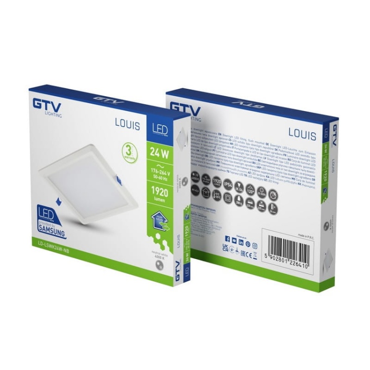 Oprawa downlight LED LOUIS 24W 4000K 1920lm 120° IP54 kwadrat GTV opakowanie.jpg