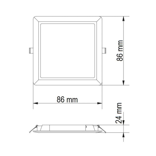 Oprawa downlight LED LOUIS 6W 4000K 480lm 120° IP54 kwadrat GTV wymiary.jpg