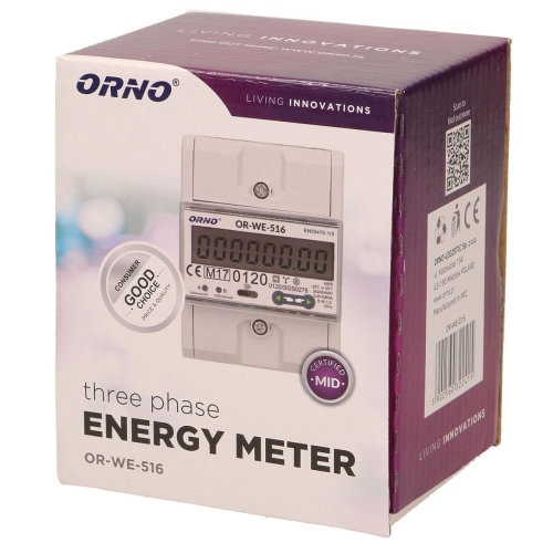 3-fazowy licznik energii elektrycznej, 80A, port RS-485, MID, 4,5 moduły, DIN TH-35mm ORWE516 5902560322415