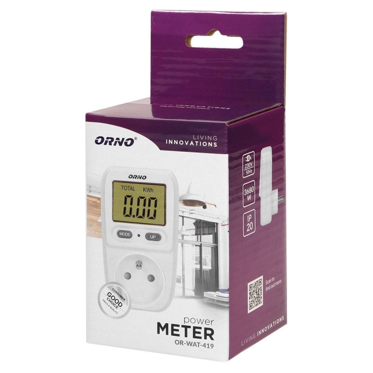Watomierz, kalkulator energii z wyświetlaczem LCD ORWAT419 5902560320169