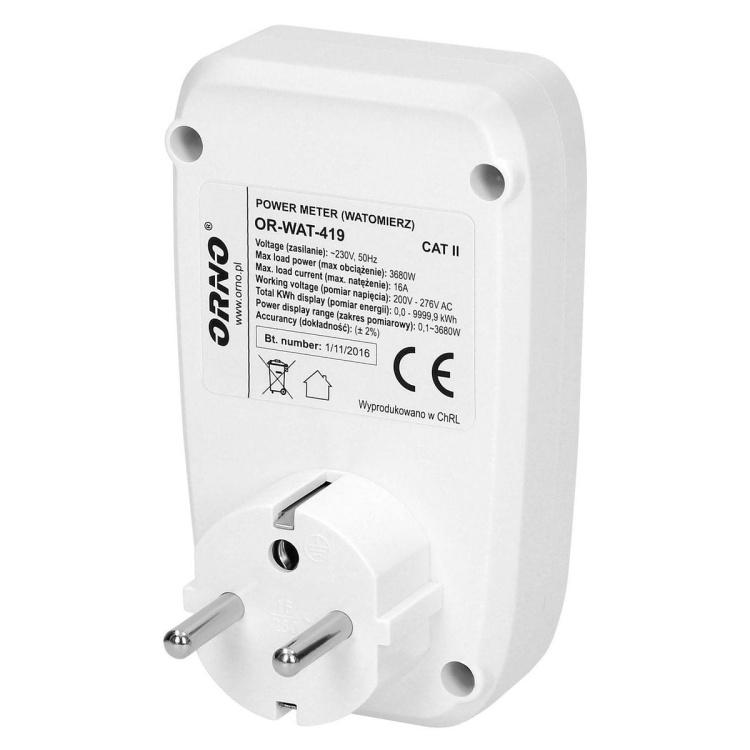 Watomierz, kalkulator energii z wyświetlaczem LCD ORWAT419 5902560320169