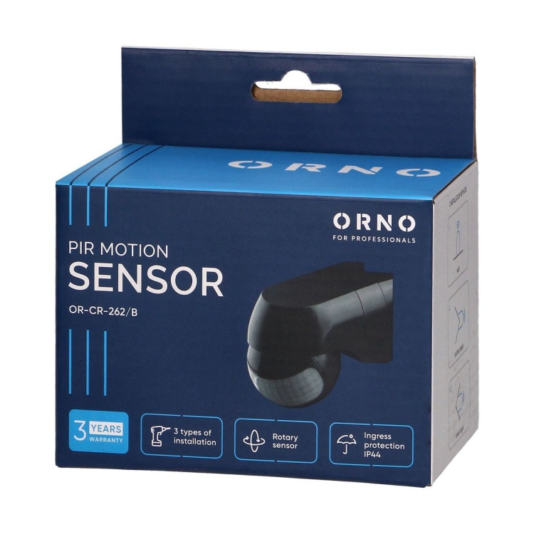 Czujnik ruchu 220st. 1200W, IP44, 3 rodzaje montażu, czarny 5900378654766