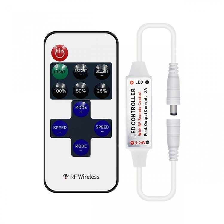 Bezprzewodowy sterownik do taśm LED z pilotem, 11 przycisków, 12V, 6A, 72W