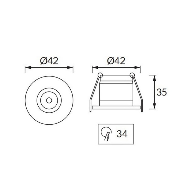 Wymiary oprawy LED GOL C 42 mm otwór Ø34 mm
