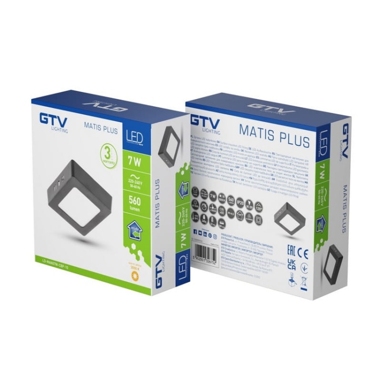 Oprawa natynkowa LED MATIS PLUS 7W 3000K 1020lm 120° IP20 kwadratowa czarna GTV opakowanie.jpg