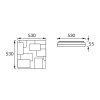 Plafoniera TETRIS LED D 48W 530mm 3500lm b. neutralny IP44 kwadratowa STRÜHM wymiary.jpg