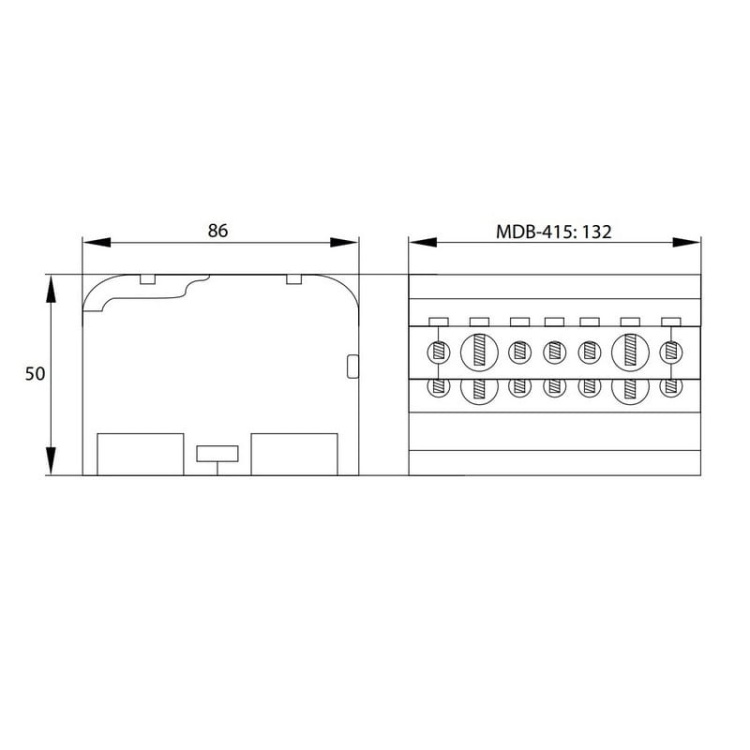 Blok rozdzielczy 4-rzędowy 15 przewodów (11x5,3mm + 2x7,5mm + 2x9,1mm) SCHELINGER wymiary.jpg