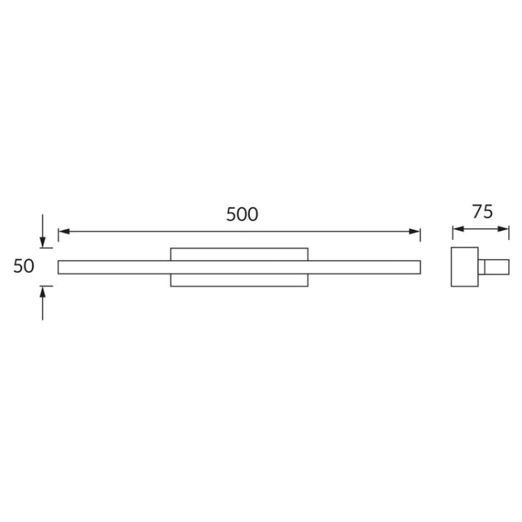 Kinkiet RUMBA LED chrom 50cm 12W 780lm b.neutralny IP20 STRÜHM wymiary.jpg