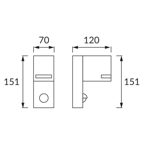 Oprawa hermetyczna FOREST D GU10 max 35W czujnik ruchu czarna IP54 STRÜHM wymiary.jpg