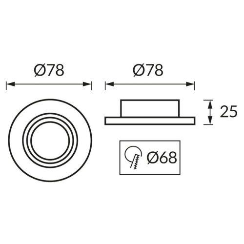 Sufitowa oprawa punktowa PLUTO C GU10 max.35W złota IP20 STRÜHM wymiary.jpg