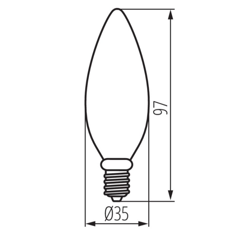 Żarówka LED XLED W C35 E14 4,5W 470lm 2700K 320° Kanlux 37382 wymiary.jpg