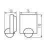 Czujnik ruchu PIR natynkowy SENSQUARE detekcja 360° do 8m IP54 czarny Kanlux 37369 wymiary