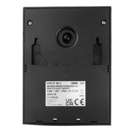 Lampa solarna LED elewacyjna światło białe neutralne 4000K SOE-2 tył