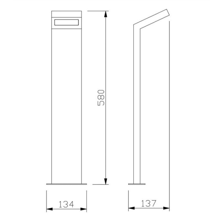 Oprawa ogrodowa LED LONDON 58cm 10W 4000K 720lm czarny IP54 GTV wymiary.jpg
