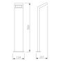 Oprawa ogrodowa LED LONDON 58cm 10W 4000K 720lm czarny IP54 GTV wymiary.jpg
