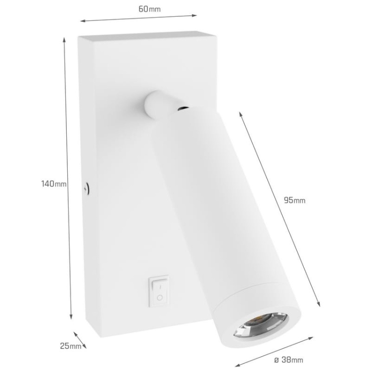 Kinkiet ścienny MADARA SLIM MR11 GU10 biała IP20 SPECTRUM wymiary.jpg