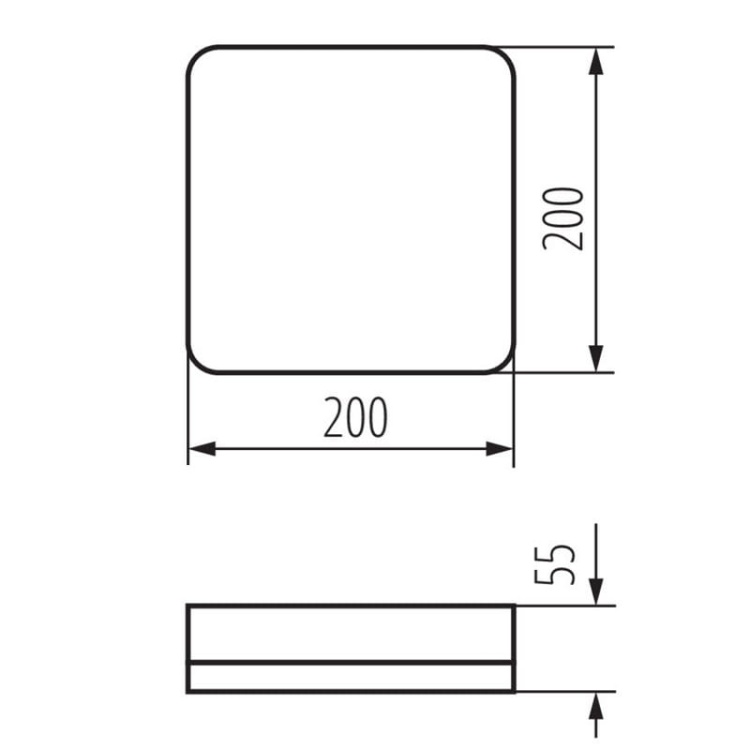 Plafoniera IPER LED 10W 4000K 1200lm 200mm kwadratowa IP65 Kanlux 37294 wymiary.jpg