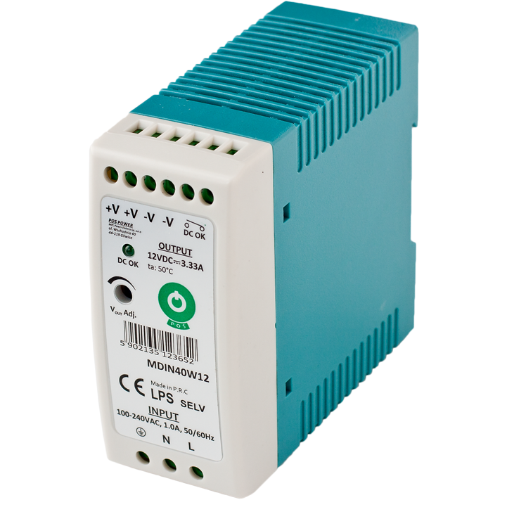 Zasilacz stałonapięciowy MDIN40W na szynę TS35 40W 12V DC 3,33A