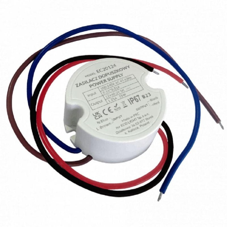 Zasilacz do puszki instalacyjnej ∅60 12VDC 15W IP67 EC20124 Ecolight.jpg