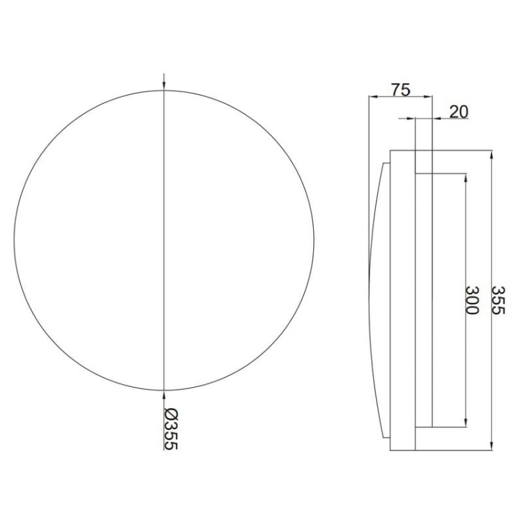 Plafoniera ROSALI LED 24W b. neutralna 4000K 1920lm Ø355mm 120° IP44 biała GTV wymiary.jpg