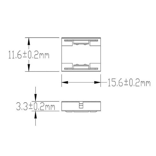 Rysunek wymiarowy złączki do taśmy LED COB 10mm