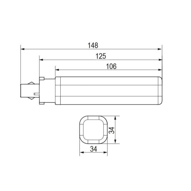 Świetlówka LED Philips G24d-1 CorePro LED PLC 5.9W 830 2P b.ciepła 600lm wymiary.jpg
