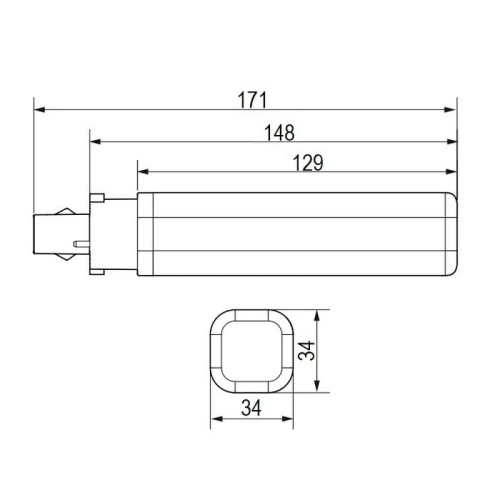 Świetlówka LED Philips G24d-2 CorePro LED PLC 6.9W 830 2P b.ciepła 700lm wymiary.jpg