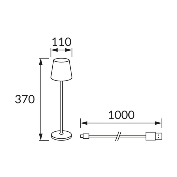 Lampka stołowa TOGA LED 2W CCT 200lm biała 360° IP54 STRÜHM wymiary