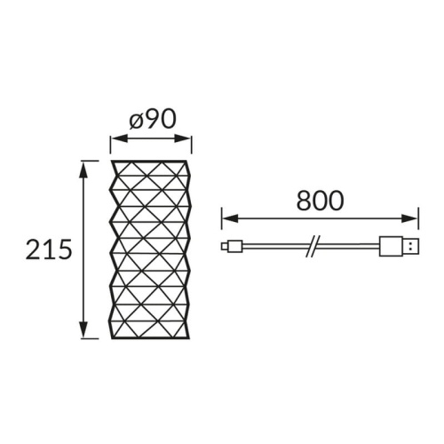 Lampka stołowa HOLI LED CRYSTAL 0,7W WW i CW 59lm 360° IP20 STRÜHM wymiary