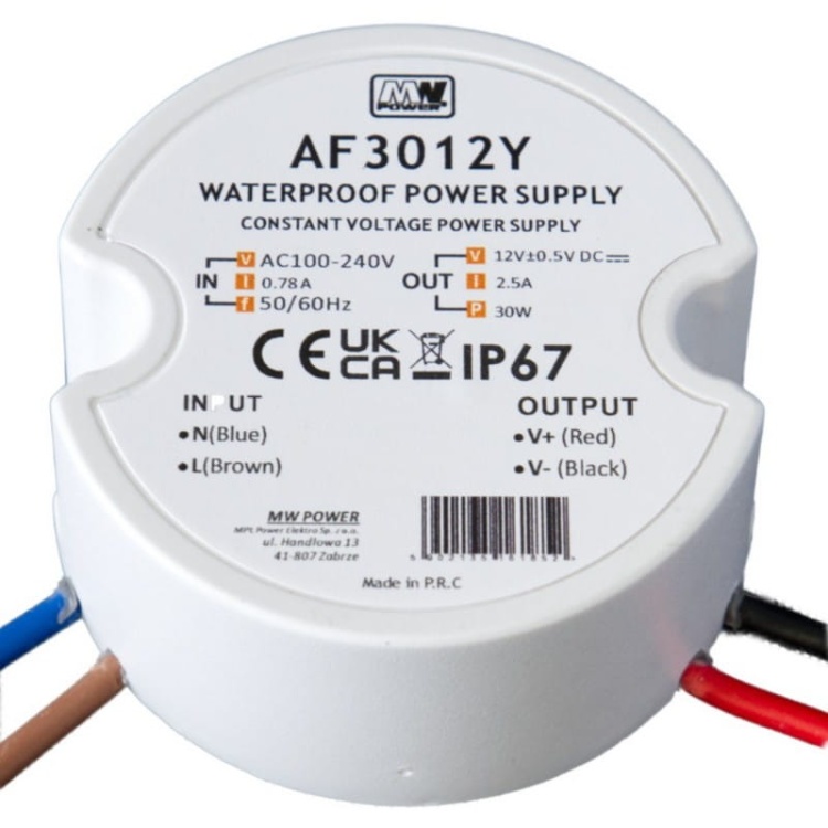 Zasilacz do puszki instalacyjnej ∅60 24VDC 30W IP67 AF3024Y MW POWER.jpg