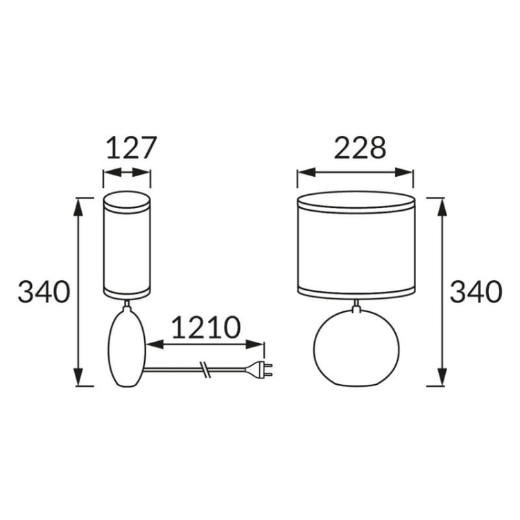 Lampka stołowa FIONA E14 max 25W IP20 szary i beżowy STRÜHM wymiary.jpg
