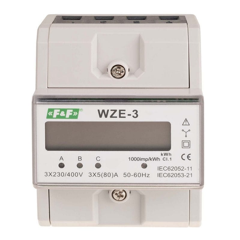 Licznik zużycia energii elektrycznej 3-fazowy WZE-3 F&F front.jpg