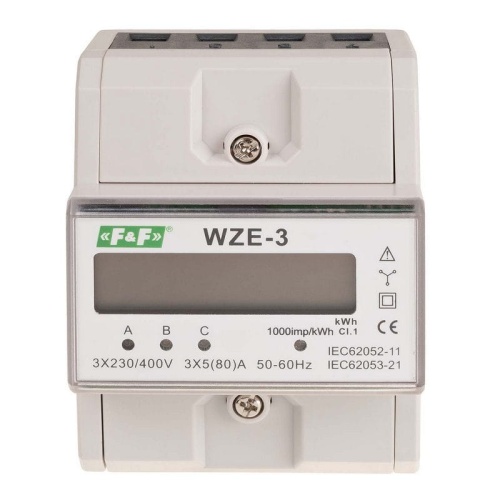 Licznik zużycia energii elektrycznej 3-fazowy WZE-3 F&F front.jpg