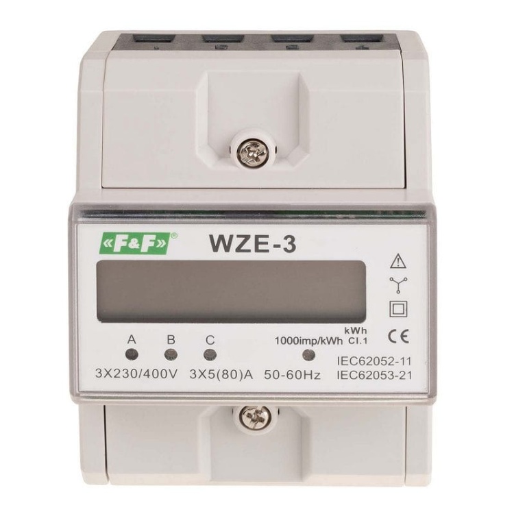 Licznik zużycia energii elektrycznej 3-fazowy WZE-3 F&F front.jpg