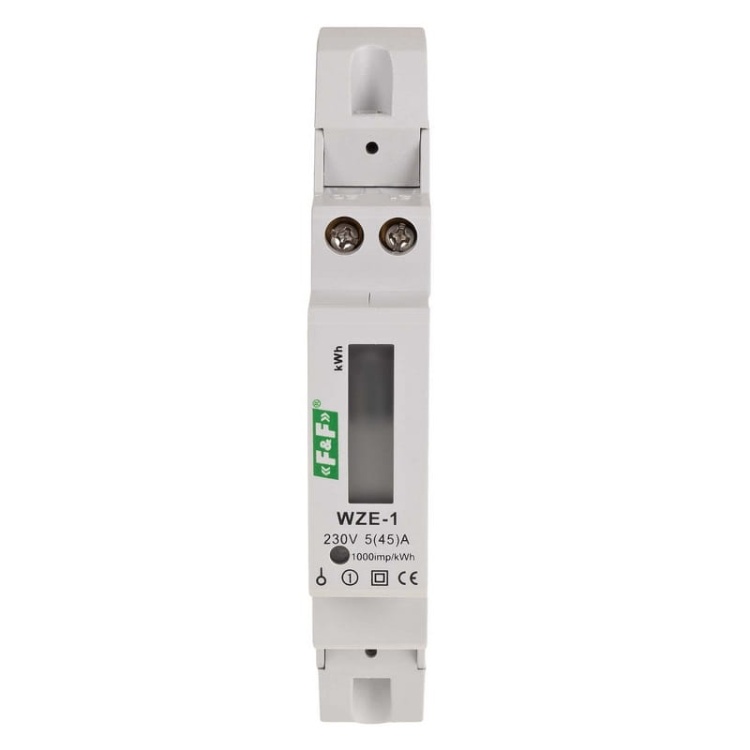Licznik zużycia energii elektrycznej 1-fazowy 50A WZE-1 F&F front.jpg