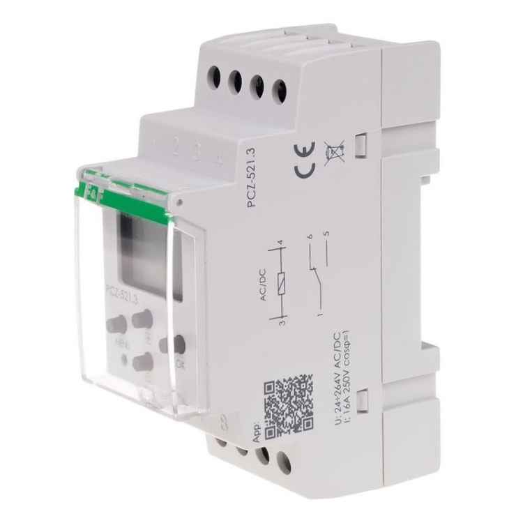 Zegar programowalny tygodniowy jednokanałowy PCZ-521 F&F bok.jpg