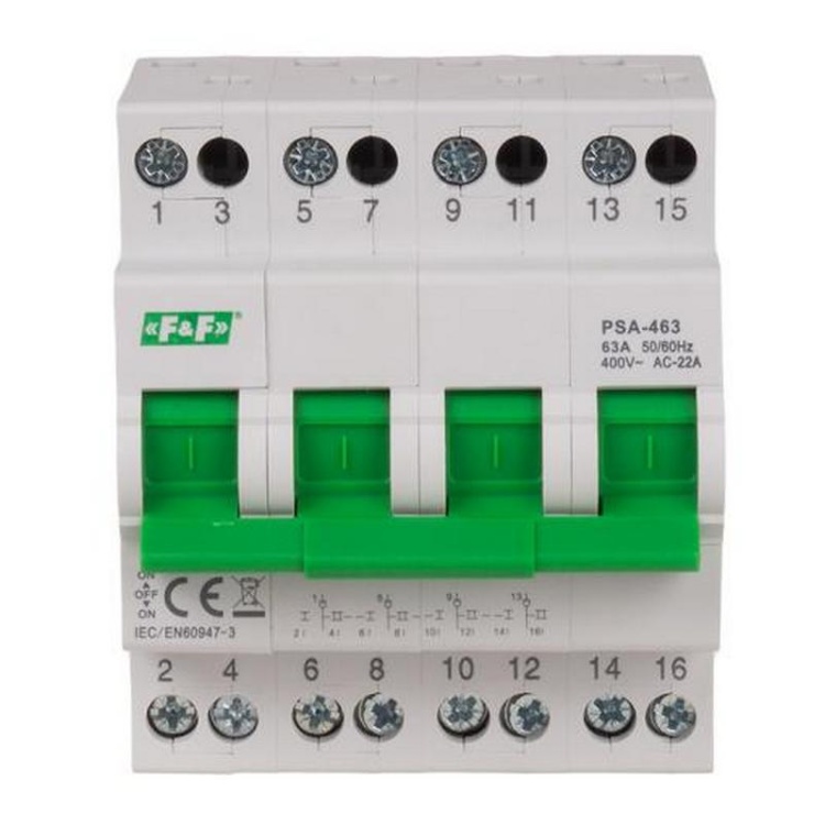 Przełącznik modułowy 4P 63A sieć - agregat PSA-463 F&F front.jpg
