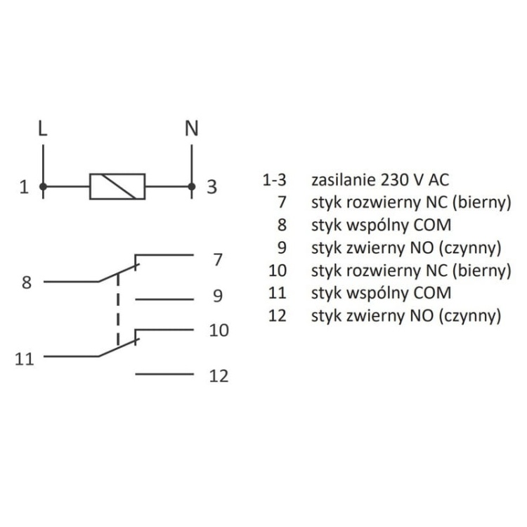 Przekaźnik elektromagnetyczny PK-2P 2x 8A 2xNOiNC 230V F&F schemat.jpg