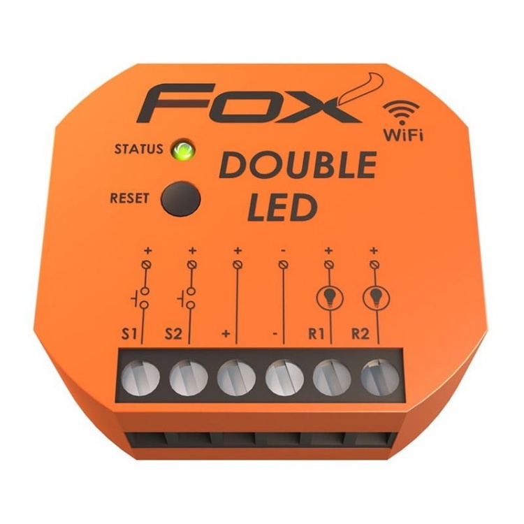 Sterownik Wi-Fi do oświetlenia LED dwukanałowy 12V DOUBLE LED Wi-LED2S2-P F&F front.jpg