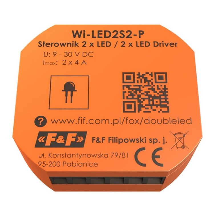 Sterownik Wi-Fi do oświetlenia LED dwukanałowy 12V DOUBLE LED Wi-LED2S2-P F&F tył.jpg
