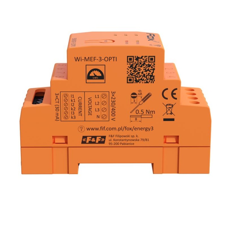Licznik zużycia energii ENERGY-3 po wi-fi 40A trójfazowy Wi-MEF-3-OPTI-40 F&F.jpg