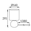 Lampka stołowa PERLO E14 max 40W IP20 srebrno-czarna STRÜHM wymiary.jpg