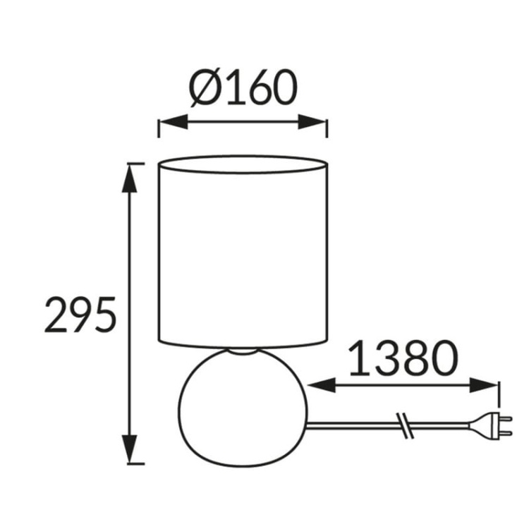 Lampka stołowa PERLO E14 max 40W IP20 srebrno-czarna STRÜHM wymiary.jpg