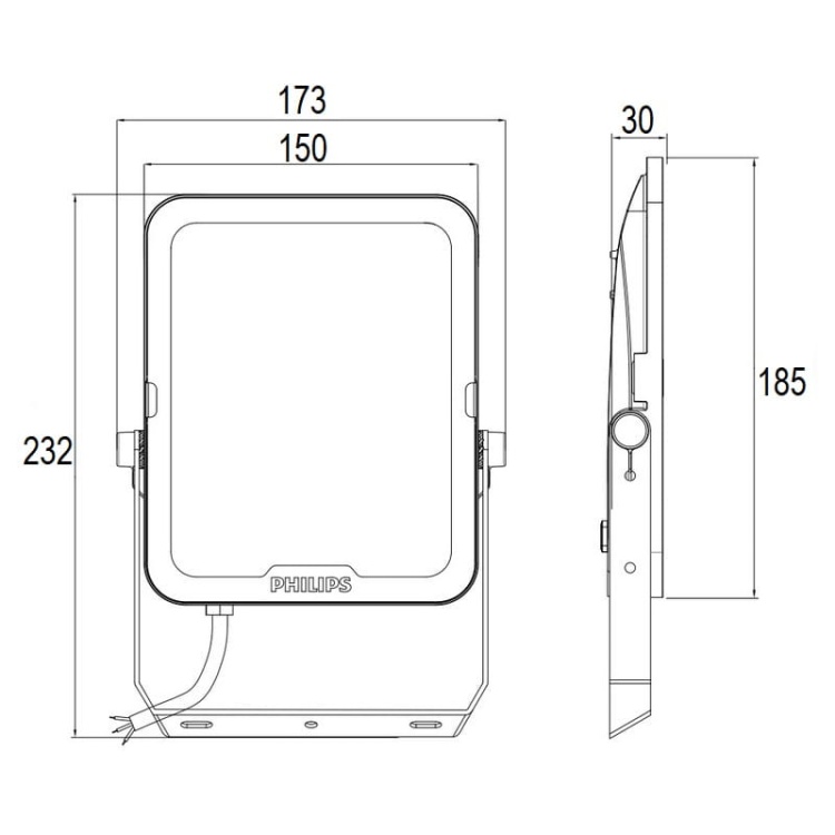 Naświetlacz LED Ledinaire All-in BVP167 50W 3000/4000/6500K 5500–6000lm IP65 IK08 wymiary – Philips