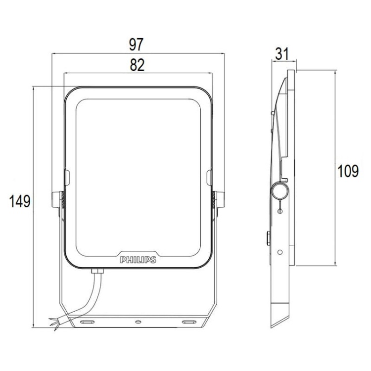 Naświetlacz LED Ledinaire All-in BVP167 20W 3000/4000/6500K 2200–2400lm IP65 IK08 wymiary – Philips