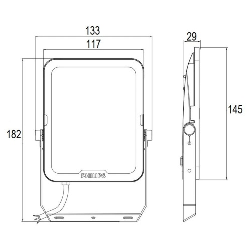 Naświetlacz LED Ledinaire All-in BVP167 30W 3000/4000/6500K 3300–3600lm IP65 IK08 wymiary – Philips