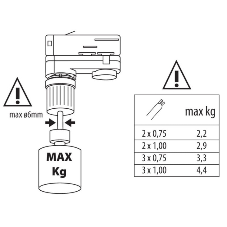 Adapter z odciążką PADAPTOR do szynoprzewodu TEAR N czarny Kanlux 33267 obciążenie.jpg