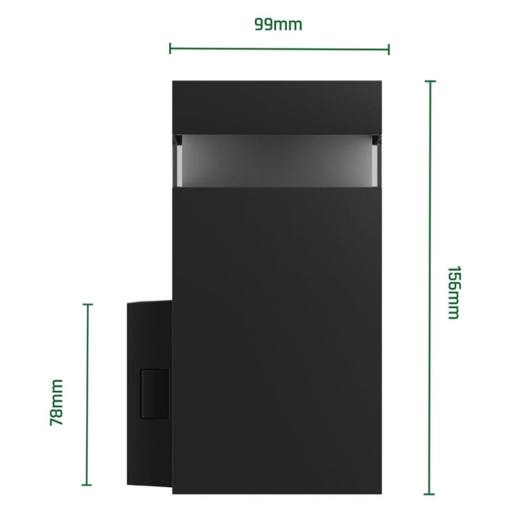 Oprawa elewacyjna TORRE RING 9W CCT 1000lm IP54 kwadratowa czarna Spectrum wymiary.jpg