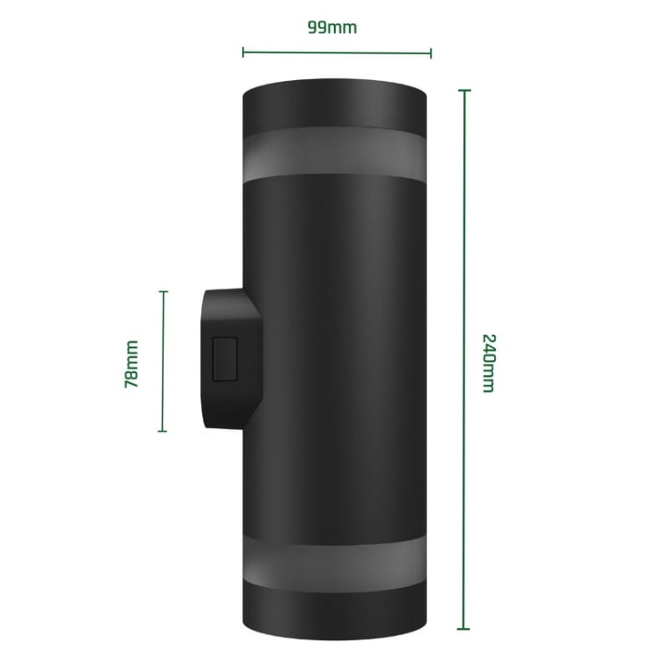 Oprawa elewacyjna podwójna TORRE RING 18W CCT 2000lm IP54 okrągła czarna Spectrum wymiary.jpg